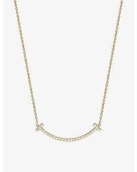 Tiffany & Co. - Tiffany T Medium Smile 18Ct- And 0.48Ct Brilliant-Cut Diamond Pendant Necklace - Lyst