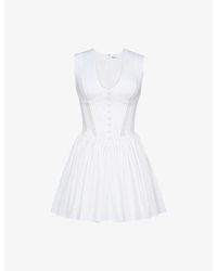 House Of Cb - Carmel Plunge-Neck Stretch-Cotton Mini Dress Xs (D-E Cup) - Lyst