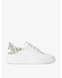 Jimmy Choo - Diamond Maxi Sequin-Embellished Leather And Woven Low-Top Trainers - Lyst