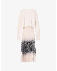 AllSaints - Curtis Ophis Two-In-One Snake Print Stretch-Woven Midi Dress - Lyst