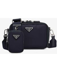 Prada - Brique Leather And Recycled-nylon Shoulder Bag - Lyst