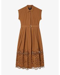 Whistles - Sleeveless Broderie-Detail Cotton Shirt Dress - Lyst