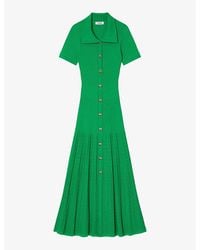 Sandro - Button-embellished Ribbed Stretch-knit Maxi Dress - Lyst
