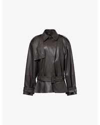 ROTATE BIRGER CHRISTENSEN - Relaxed-Fit Biker Leather Jacket - Lyst
