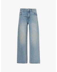 House Of Sunny - Crystal-embellished Wide-leg Mid-rise Denim-blend Jeans - Lyst