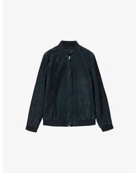 AllSaints - Morten Baseball-Collar Suede Jacket - Lyst