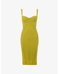 House Of Cb - The Sculpt Halter-Neck Bandage Stretch-Woven Midi Dress Xs (A-C Cup) - Lyst