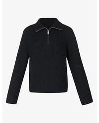 Sweaty Betty - Funnel-Neck Half-Zip Ribbed Wool-Blend Jumper - Lyst