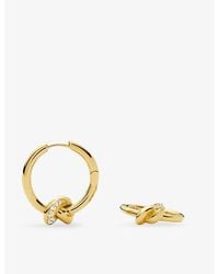 Missoma - Lucy Williams Pavé Knot Small 18Ct Plated Brass Hoop Earrings - Lyst