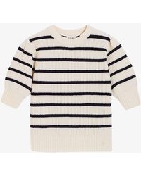 Claudie Pierlot - Manouk Stripe-pattern Short-sleeve Wool-blend Jumper - Lyst