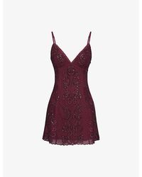 House Of Cb - Catarina Bead-Embellished Mesh Mini Dress - Lyst