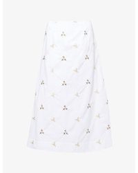 Simone Rocha - Ripple Floral-Embroidered Cotton Midi Skirt - Lyst