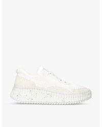 Chloé - Nama Embroidered Suede And Recycled Mesh Trainers - Lyst