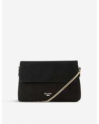 dune black suede clutch bag