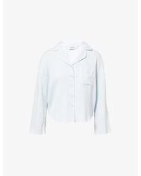 Lounge Underwear - Crinkle Camp-Collar Woven Pyjama Top - Lyst