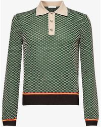 Wales Bonner - Valley Patterned Knitted Polo Shirt X - Lyst