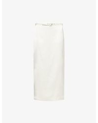 Anna October - Aletta Pencil Satin Midi Skirt - Lyst