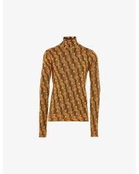 Prada - Geometric-Pattern Turtleneck Wool Sweatshirt - Lyst
