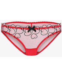 Agent Provocateur - Maysie Heart-embroide Full Mesh Briefs - Lyst