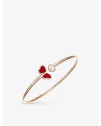 Chopard - Happy Hearts Wings 18Ct Rose- 0.05Ct Brilliant-Cut Diamond And-Stone Bracelet - Lyst