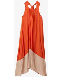 Reiss - Elias Colour-block Relaxed-fit Woven Midi Dress - Lyst