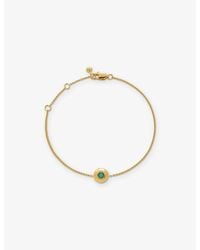 Monica Vinader - May Birthstone 18Ct Vermeil-Plated Sterling And Emerald Bracelet - Lyst
