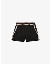 Reiss - Mila Wave-Trim Linen Shorts - Lyst
