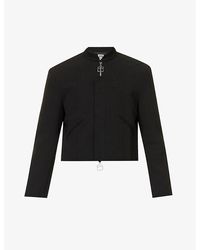 Pieces Uniques Yankee Cropped Boxy-fit Stretch-woven Jacket - Black