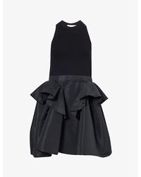 Alexander McQueen - Voluminous-skirt Peplum-panel Cotton-blend Mini Dress - Lyst