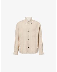 FRAME - Check-Print Plaid Linen-Blend Shirt - Lyst