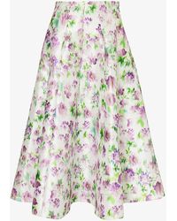 Philosophy Di Lorenzo Serafini - Floral-print Flared-hem Mid-rise Woven Midi Skirt - Lyst