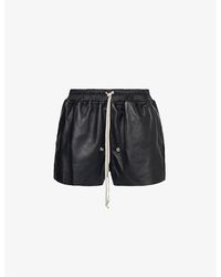 Rick Owens - Drawstring-hem Notch-hem Leather Shorts - Lyst