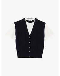 Sandro - Two-In-One Short-Sleeved Wool And Cashmere Top - Lyst