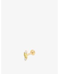 Astrid & Miyu - Cluster 14Ct- Lab-Grown Diamond And Sapphire Marcquise Stud Earring - Lyst
