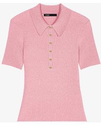 Maje - Short-sleeved Stretch-woven Knitted Polo Shirt - Lyst