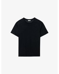 Sandro - Round-Neck Linen T-Shirt - Lyst