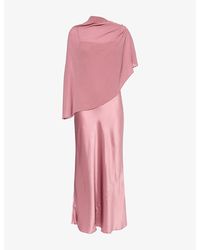 Reformation - Lilibeth Detachable-Cape Silk Midi Dress - Lyst