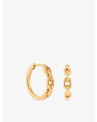 Astrid & Miyu - Link Hardware 18Ct-Plated Sterling- Hoop Earrings - Lyst