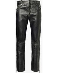 Alexander McQueen - Biker Tapered-leg Mid-rise Leather Trousers - Lyst