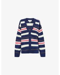 Lacoste - Stripe-Print Oversized-Fit Wool-Blend Cardigan - Lyst