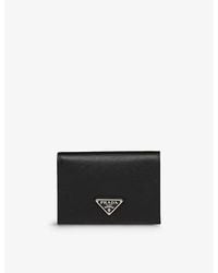 Prada - Logo-plaque Small Leather Wallet - Lyst