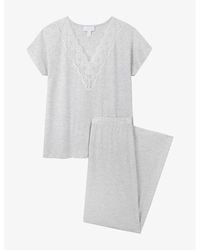 The White Company - Lace-Trim Stretch-Jersey Pyjama Set - Lyst