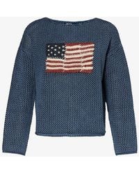 Polo Ralph Lauren - Blueamerican-flag Cotton Knitted Jumper - Lyst