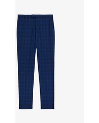 Ted Baker - Slim-fit Checked Straight-leg Mid-rise Wool And Silk Trousers - Lyst