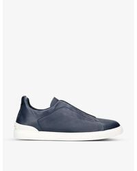 Zegna - Triple Stitch Leather Low-top Trainers 9. - Lyst