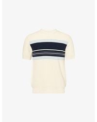 GANT - Striped Logo-Embroidered Cotton Sweatshirt - Lyst
