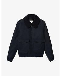 Sandro - Aviator Zip-Through Shearling Wool-Blend Jacket - Lyst