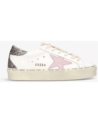 Golden Goose - Hi Star Glitter-embellished Faux-leather Low-top Trainers - Lyst