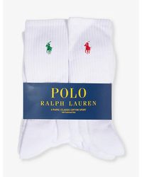 Polo Ralph Lauren - Logo-embroidered Cotton-blend Socks Pack Of Six - Lyst