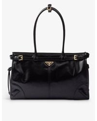Prada - Large Leather Bonnie Top-Handle Bag - Lyst